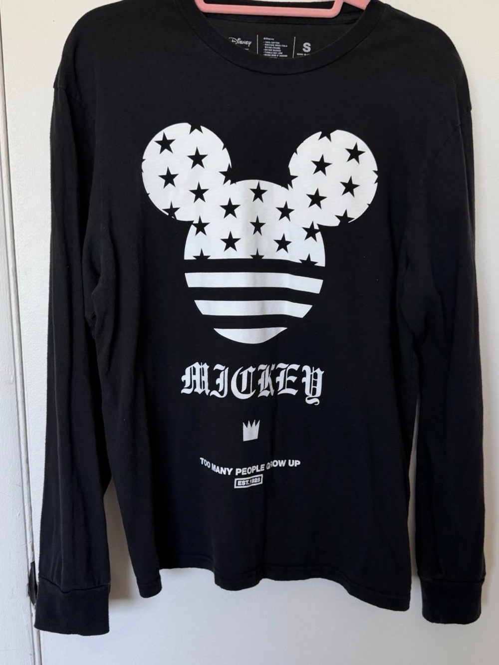 Disney & NEFF Black Long Sleeve Mickey Graphic Tee with White Print